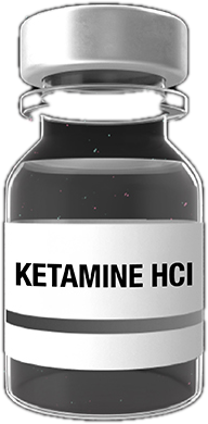 Glowing vial of ketamine HCl